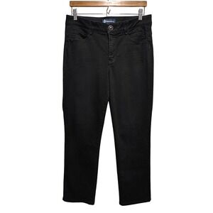 Democracy Ab Solution Jeans Womens 12P Black Straight Leg Ankle Stretch Denim
